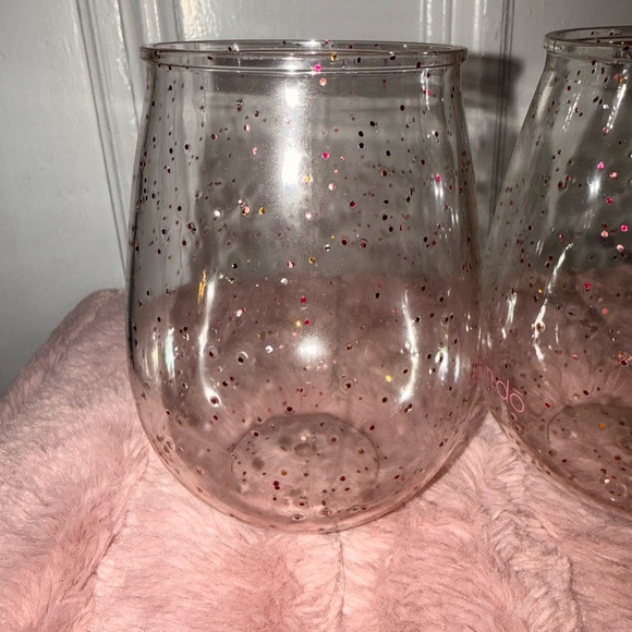 ban.do Acrylic Glitter Stemless Wine Glass Set of 4 (NEW) - Picture 6 of 6